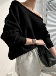 Maglione da donna Sexy con spalle scoperte alla moda taglia unica maglione da donna in Mohair morbido maglione da donna in tinta unita - Product Image 2