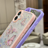Coque de téléphone papillon à paillettes pour iPhone 16 15 14 13 12 Mini 11 Pro Max X XS XR 8 7 Plus SE Housse antichoc transparente
