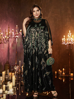 Robe de soirée musulmane modeste 2 pièces pour femme, longue, de luxe, avec col mandarin, manches chauve-souris, ornée de perles, de dentelle et de sequins brodés