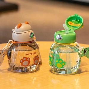 Borraccia estiva per bambini con cannuccia a ventosa, in PC, resistente alle cadute, portatile, speciale per il ritorno a scuola, con orsetto carino, a prova di perdite. - Product Image 1