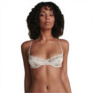 Stretch <b>Satin</b> Black Sexy Lace Push-Up Breathable <b>Bra</b> with Adjusted Straps Thin Nonwoven Everyday for Women Lingerie - Product Image 3