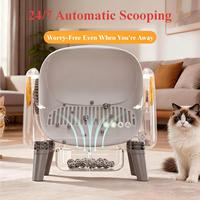 Bac à litière automatique intelligent pour chat de grande capacité 60L, nettoyage automatique, facile à nettoyer, design ouvert, contrôle des odeurs, fonctionnement silencieux, multicolores