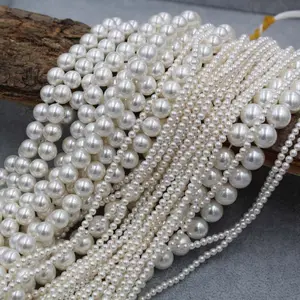 10 Strengen 2-16Mm Natural White Shell Pearl Ronde Losse Kralen Voor Sieraden Maken Choker Maken Diy Armband sieraden Groothandel