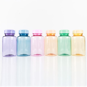 Colorful Transparent PET Capsule <b>Bottle</b> Pharmaceutical <b>Pill</b> Container With Screw Cap For Vitamin Supplement Packaging - Product Image 1