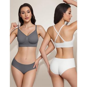 FOXA Bralette inalámbrico para mujer, paquete de 3 sujetadores acolchados push-up para uso diario con soporte, copa tres cuartos, lavable a máquina - Product Image 2