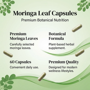 Capsules de poudre de feuilles de Moringa pure OEM ODM 1000mg, 60 unités, en vrac, marque privée - Product Image 4
