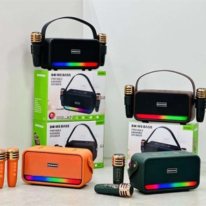 Xách Tay LED Nhấp Nháy Ánh Sáng Máy Karaoke M2206 + Retro Mini Micro Bluetooth Loa Ngoài Trời Cầm Tay Ca Hát Loa - Product Image 2