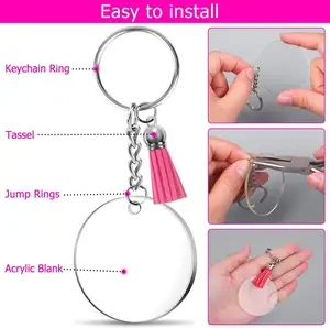 Acrylic Blank Keychains Tassels Key Chain Blanks For Vinyl Keychain Tassels Key Rings With Chain And Jump Rings DIY Key Chain