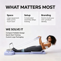 Plateforme de Pilates portable multifonctionnelle pour le yoga et le fitness, entraînement du tronc, machine de Pilates pliable pour la maison