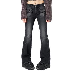 Jeans Negros Casuales de Moda Vintage de Alta Calidad a Precio de Mayoreo, Jeans Acampanados para Mujer - Product Image 3