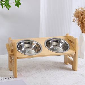 Atacado Elevado Raised <span class=keywords><strong>Pet</strong></span> Dog Feeder <span class=keywords><strong>Bowl</strong></span> Madeira Comida Água <span class=keywords><strong>Stand</strong></span> e Aço Inoxidável Tigela Cat Dog Food Water <span class=keywords><strong>Bowl</strong></span> - Product Image 6