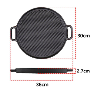 Parrilla de Hierro Fundido Resistente para Acampar al Aire Libre, de 12 Pulgadas, Doble Cara, Circular, con Asa, Compatible con Gas e Inducción, Fácil de Usar - Product Image 3