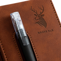 Carnet de notes A7 en cuir PU rechargeable avec stylo, couverture tête de cerf, pages lignées format poche, journal, cadeau de bureau
