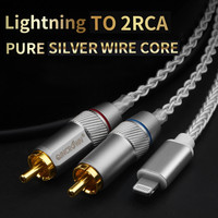 2RCA 1/2 HIFI câble audio en argent pur amplificateur de téléphone portable Microphone RCA extérieur 5mm pour combinaison de haut-parleurs pour DVD