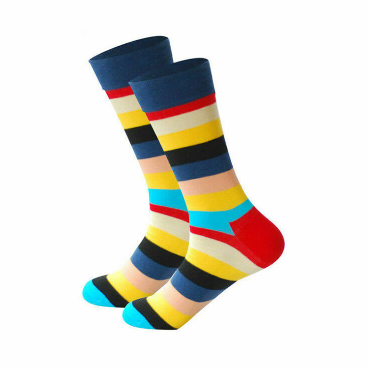 Custom New Arrivals High Quality Cotton Colorful Striped Plaid Diamond Cherry Dress Happy Men Socks