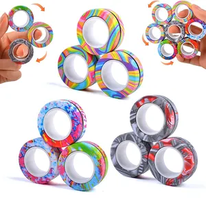 Stress Relief Magnetic Rings Camouflage Glow In Dark Spinner Fidget Rings Toys for Adult Kids