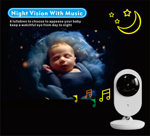 Caméra de surveillance pour bébé sans fil à prix avantageux, audio bidirectionnel, vision nocturne, capteur de température, berceuses, Wi-Fi 2,4 GHz, batterie rechargeable - Product Image 5