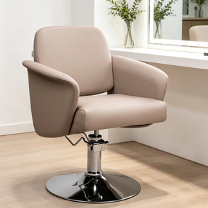 MD Modern <b>Black</b> Leather Height Adjustable Salon Barber Chair Gold Base Swivel Reclining Hotel Beauty Studio School Living Room - Product Image 1