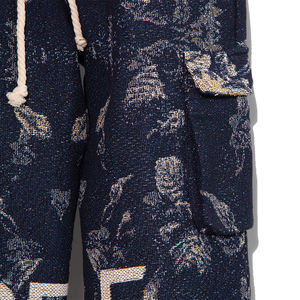 중국 제조업체 맞춤 디자인 로고 탄성 미드 힙합 만화 반바지 면 혼방 자카드 직조 태피스트리 바지 친환경 - Product Image 5