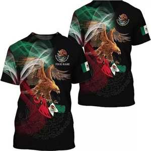 Maglietta 3D Aquila Messicana Personalizzabile con Nome, Bandiera Messicana, Effetto Fumo, Manica Corta, Unisex, Girocollo, Stampa Digitale - Product Image 1