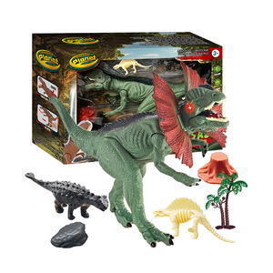 Juguete con pilas electrónico de apariencia de dinosaurio realista verde con música y luces para niños - Product Image 1