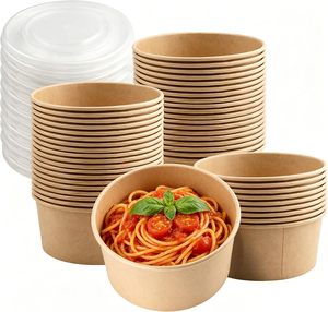 Gobelets en papier personnalisés avec logo, jetables, 750 ml, 1500 ml, bols en papier pour salade à emporter, gobelets en papier kraft biodégradable pour soupe, nouilles - Product Image 1