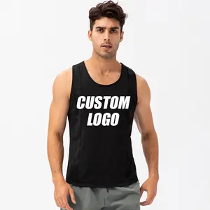 Custom Logo Mannen Sport Shirt Mesh Marathon Lopen Mouwloze Tshirts Gym Tank Top Heren Tank Top