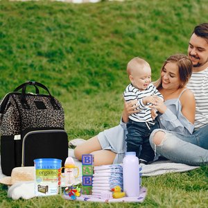 <span class=keywords><strong>Zaino</strong></span> <span class=keywords><strong>Porta</strong></span> Pannolini per Bambina, Borsa Fasciatoio Leopardata - Product Image 4