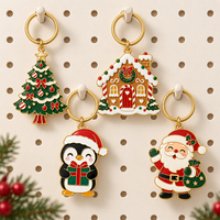 OEM ODM Gantungan Kunci Logam Enamel Natal Kustom Santa Claus Manusia Salju Desain Liontin Logo Kustom Grosir