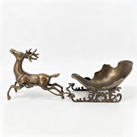Vintage gietijzeren metalen ambachtelijke rendier-slede schaal ornament snoep fruit opbergkom voor thuis kerstdecoratie bureau