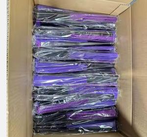 Éventails pliants en plastique de 33 cm avec poignée, blancs et noirs, en polyester, pour artisanat, Noël, à peindre - Product Image 5