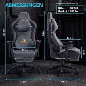 Kaufhof Gaming Sedia Gamer Poltrona, Sedia da Ufficio Ergonomica Traspirante in Tessuto Similpelle, Regolabile Continuamente - Product Image 4