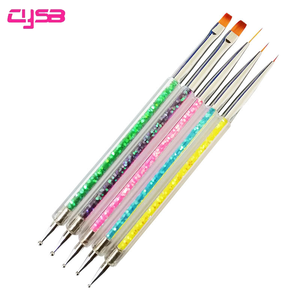 Ensemble de 5 pinceaux à double face pour nail art, pinceau angulaire de précision et stylo à points pour la création de manucures professionnelles - Product Image 3