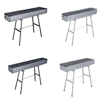 Barbecue à gaz portable pliable en acier inoxydable avec roues, table latérale, couvercle émaillé moderne, pour usage extérieur, camping, terrasse, propane, CE GS