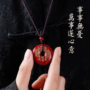 Colgante de Moneda Fantasma de la Montaña de Cinabrio, Colgante de Hebilla de Seguridad con Arena de Cristal, Colgante de Hebilla de Seguridad con Mantra de Seis Caracteres de Cinabrio para - Product Image 1