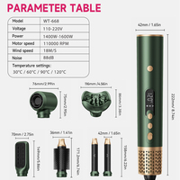 Ensemble d'outils de coiffage ioniques légers 6 en 1, 1600W, tout-en-un, avec brosse ronde pour hôtel, voyage, logo de marque personnalisé