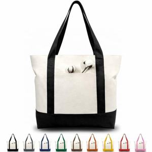 Sac fourre-tout en toile de coton personnalisé pour la vente en gros avec poche et fermeture éclair, sacs fourre-tout pour femmes avec logo imprimé sur mesure par sublimation - Product Image 2