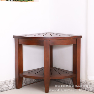 Tabouret d'angle en bois Meikelin pour salle de bain 40,5x40,5x46cm, étagère antidérapante en forme d'éventail pour toilettes - Product Image 1