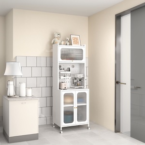 Armoire de rangement multifonctionnelle pour cuisine avec portes, organisateur sur pied pour micro-ondes et ustensiles - Product Image 1
