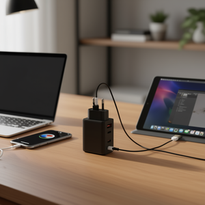 Cargador PD de 65W con 3 puertos y cable USB C, adaptador de carga rápida para teléfonos, tabletas y portátiles - Product Image 2