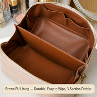 Pochette de toilette en cuir PU gaufré effet croco avec logo personnalisé, grande capacité, poignée supérieure, pour femme, rose blush, bordeaux