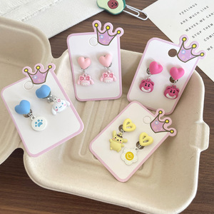 Orecchini a clip a forma di cartone animato <span class=keywords><strong>per</strong></span> bambine - Orecchini finti indolore a goccia <span class=keywords><strong>per</strong></span> bambine - Product Image 3