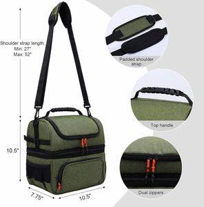 2024 Custom Logo Dual Compartment Insulated Leakproof Cooler <b>Bag</b> Casual <b>Lunch</b> <b>Tote</b> Shoulder Strap for Men Women Wine Iced - Product Image 6