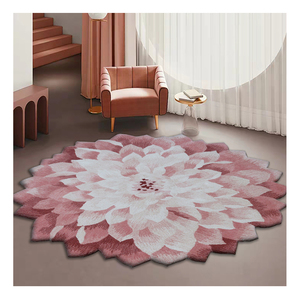 Bella <span class=keywords><strong>Rosa</strong></span> e Bianco Handtufted Forma Irregolare Soggiorno di Lana Floreale di Peonia <span class=keywords><strong>Tappeto</strong></span> - Product Image 1