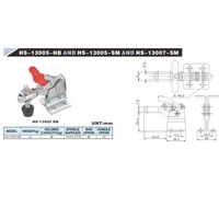 Pince à genouillère horizontale à dégagement rapide HS-13005-HB avec embout de pression en caoutchouc, capacité de maintien de 68 kg (150 lb)