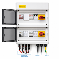 Caja de Protección Solar Fotovoltaica Monofásica HONI AC/DC 230V 32A 1000VDC 2 Entradas 2 Salidas con Aislador de Fusibles SPD RCCB Tipo B