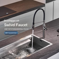 Robinet de cuisine rétractable à double usage chaud/froid à aspiration magnétique, avec valve en céramique, anti-éclaboussures, pivotant universel