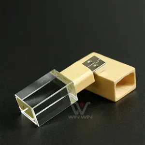 나무 크리스탈 투명 펜 드라이브 메모리 스틱 엄지 드라이브 데이터 저장 Pendrive 선물 크리스탈 USB