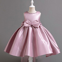 Robe de baptême et de soirée blanche en satin style princesse avec nœud pour bébé fille de 2 ans, costume de mardi