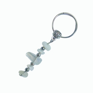 Handmade Moonstone Gravel Keychain Natural White Gemstone Chip Key <b>Ring</b> for Bag & Car Spiritual Gift - Product Image 2